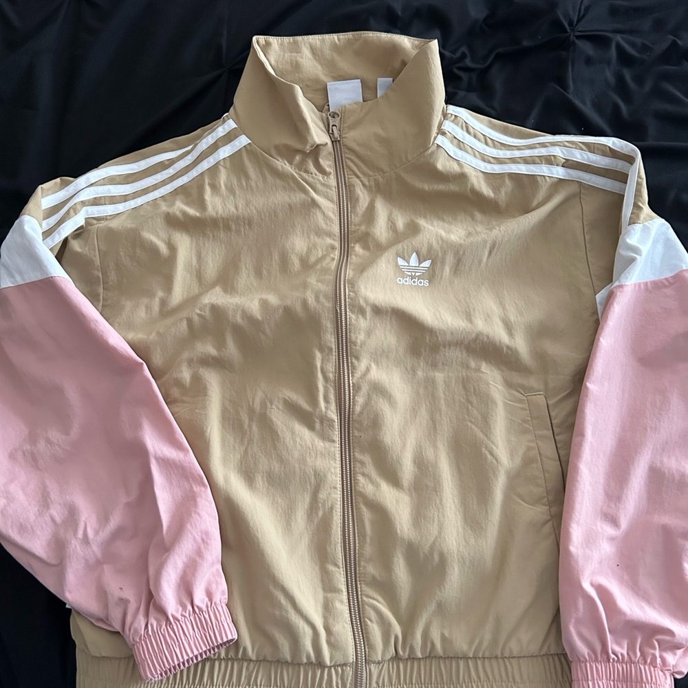 Adidas Beige and Pink Track Jacket